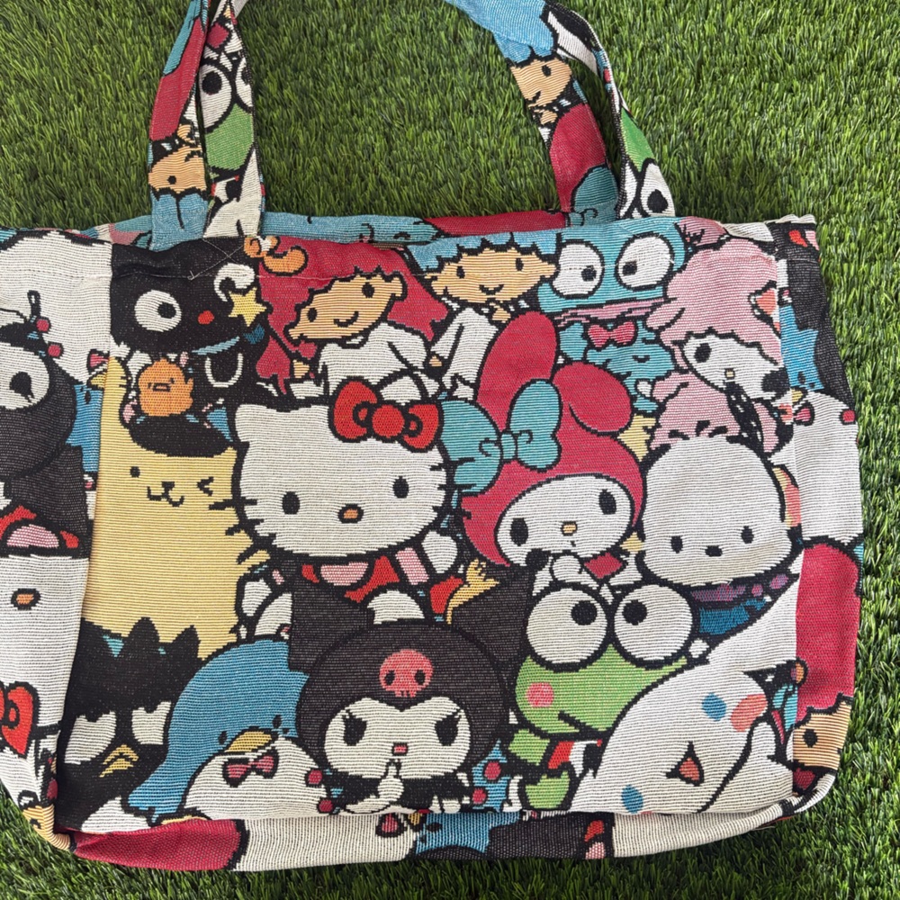 Sanrio Character Tote in Red, Pink, Blue, Green, Black, Yellow, White